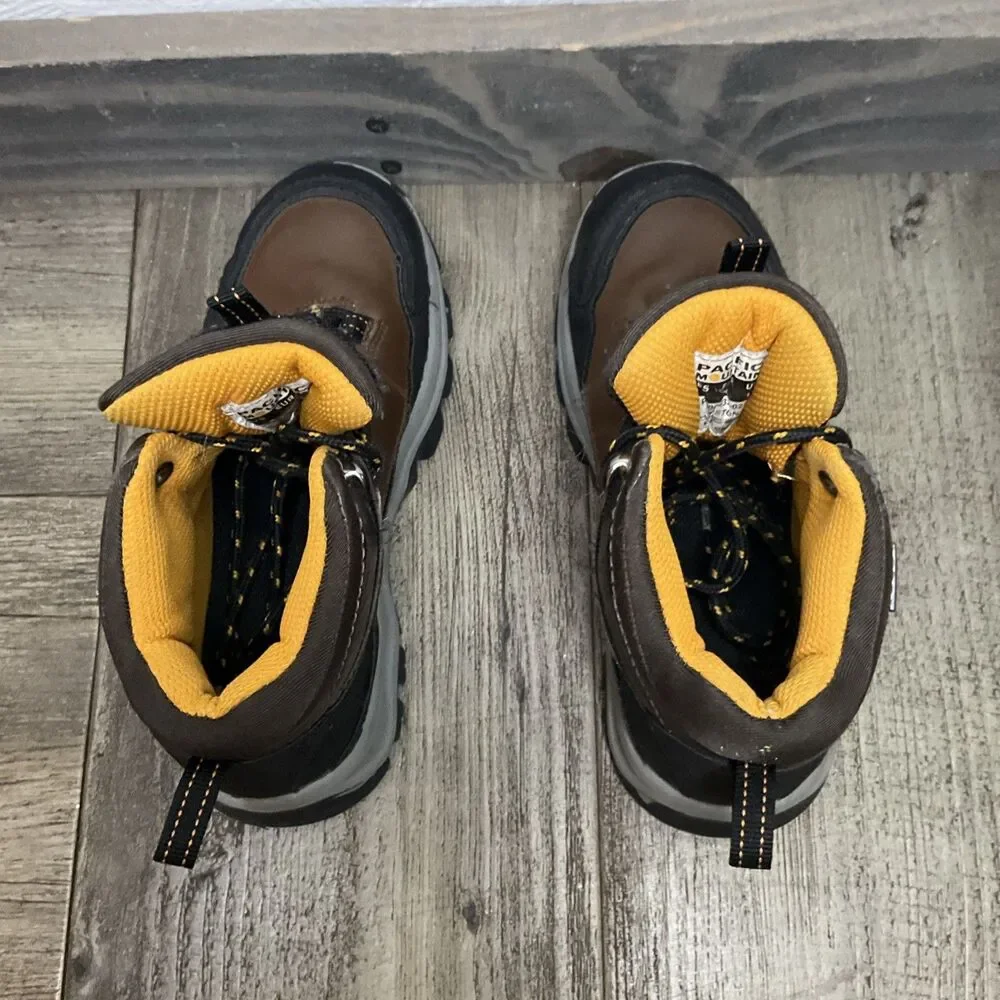 SIZE 1 PACIFIC MOUNTAIN KINGSTON JR HIKING BOOT WATERPROOF CHOCOLATE/ORANGE BOY